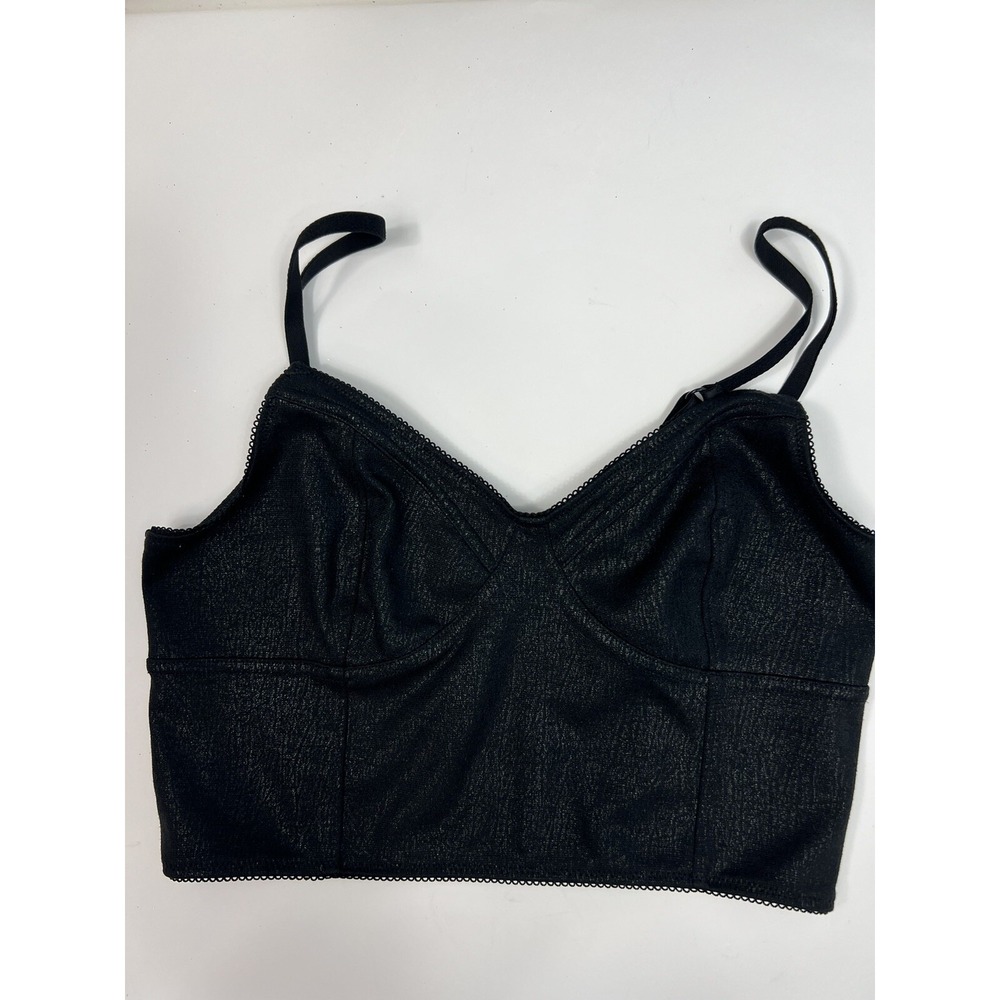 Express Bralette Women's Size S Black Metallic Adjustable Straps Pullover